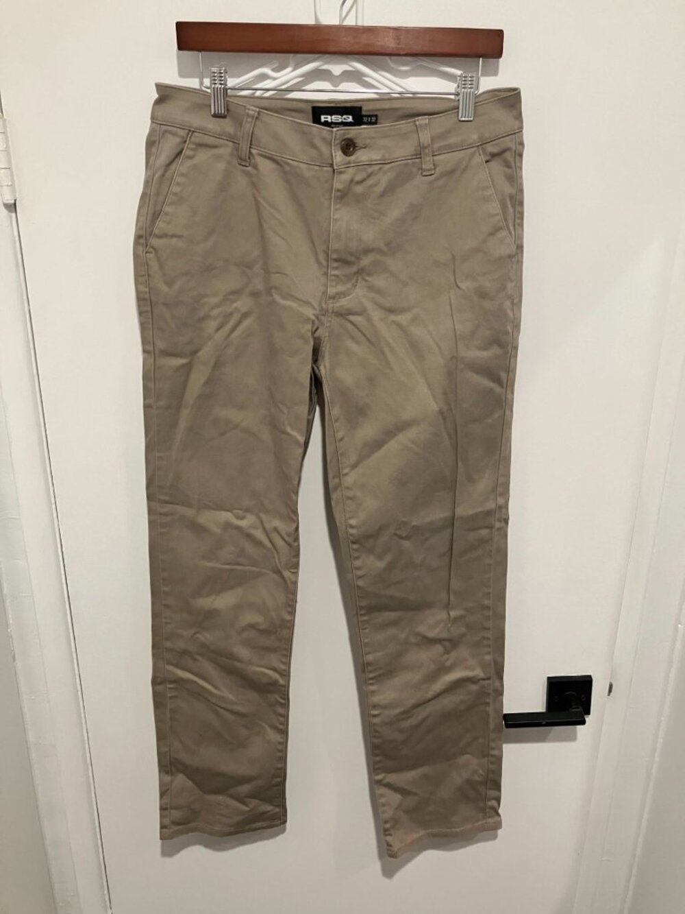 RSQ Men's Flat Front Chino Pants Tan Slim Straight Leg Size 32x32